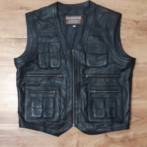 Men's black Real 100% Leather Vest (size Medium)